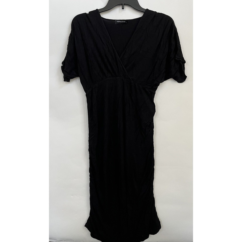 Mamalicious Maternity Dress Small Black Dolman Sleeve V Neck Knee Length Comfort